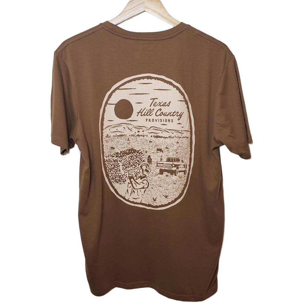 Texas Hill Country Provisions Mens Sz M Brown Feather Grass Western Graphic Tee - Picture 1 of 5